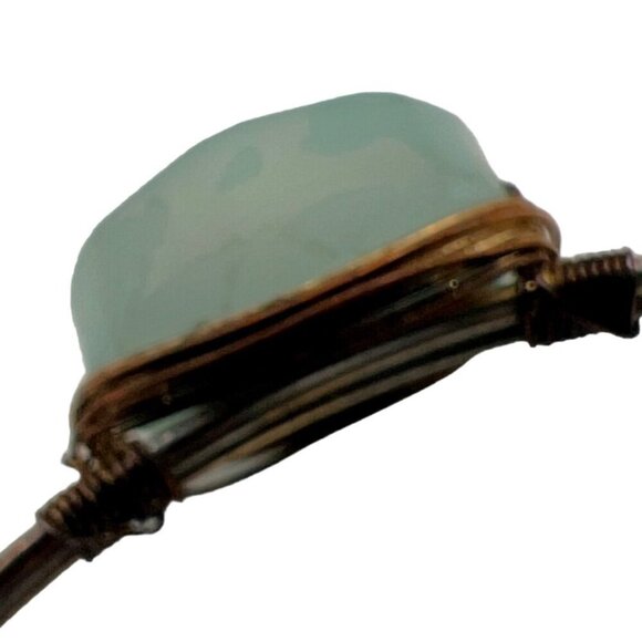 Handcrafted Larimar Gemstone Copper Wire Bangle Bracelet.  A95 - Picture 7 of 9